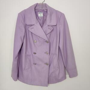 Old Navy Lavender Peacoat Wool Blend Double Breasted Large